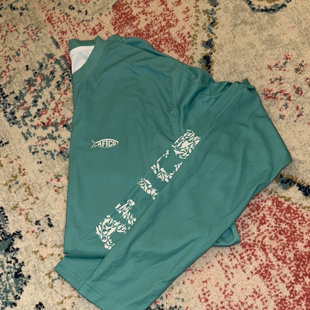 AFTCO Unisex Dry Fit Sea Green Long Sleeve Shirt
